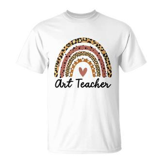 Art Teacher Rainbow Leopard Funny Teacher Gift School Unisex T-Shirt - Monsterry AU