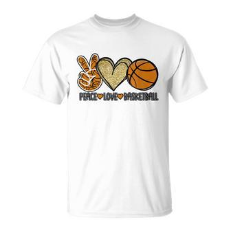 Peace Love Basketball Heart Ball Sports Team Game Player Unisex T-Shirt - Monsterry DE