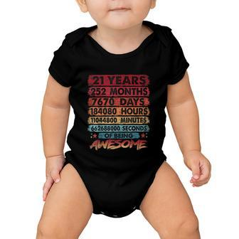 21St Birthday 21 Years Old Vintage Retro 252 Months Birthday Tshirt Baby Onesie - Monsterry