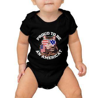 4Th Of July Cat American Flag Glasses Baby Onesie - Monsterry CA