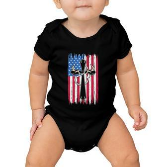 4Th Of July Christian Hunter Fisherman Usa Flag Baby Onesie - Monsterry