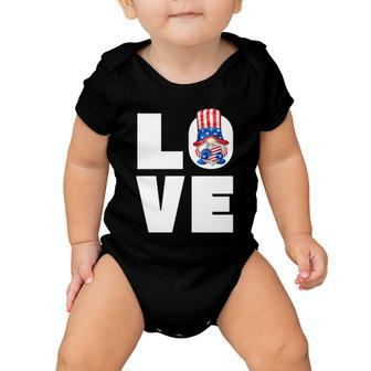 4Th Of July Gnome For Women Patriotic American Flag Heart Gift Baby Onesie - Monsterry AU