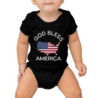 4Th Of July God Bless America Map Flag Patriotic Religious Gift Baby Onesie - Monsterry CA