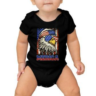 4Th Of July Patriotic Eagle Mullefunny Gift American Flag Usa Gift Baby Onesie - Monsterry