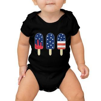 4Th Of July Popsicle Red White Blue American Flag Baby Onesie - Monsterry AU