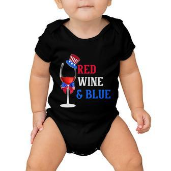 4Th Of July Red White And Blue Wine Glass Firework Drinker Tshirt Baby Onesie - Monsterry AU