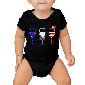 4Th Of July Red White Blue Wine Usa Glasses Baby Onesie - Monsterry AU