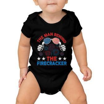 4Th Of July The Man Behind The Firecracker Patriotic Us Flag Gift Baby Onesie - Monsterry