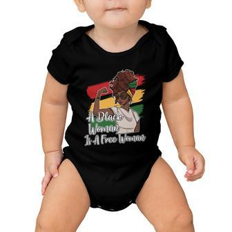A Black Woman Is A Free Woman Gift African American Juneteenth Gift Baby Onesie - Monsterry DE