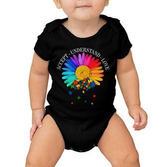 Accept Understand Love Autism Sunflower Tshirt Baby Onesie - Monsterry