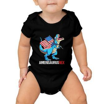 American Flag Funny 4Th Of July T Rex Dinosaur Baby Onesie - Monsterry CA