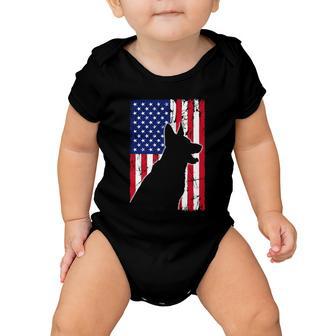 American Flag German Shepherd Dog Dad Mom Puppy Patriotic Gift Baby Onesie - Monsterry