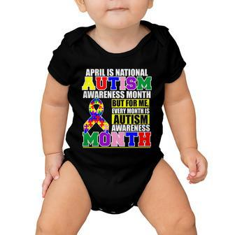 April Is Autism Awareness Month For Me Every Month Is Autism Awareness Tshirt Baby Onesie - Monsterry UK