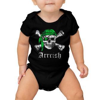 Arrrish Irish Pirate Skull Clover Tshirt Baby Onesie - Monsterry DE