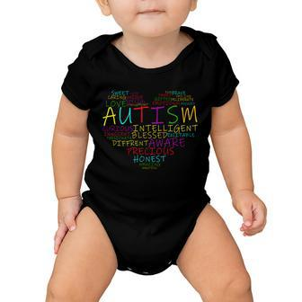 Autism Awareness Heart Words Of Love Baby Onesie - Monsterry CA