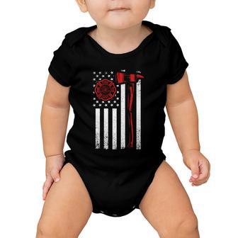 Axe Fire Dept American Flag Thin Red Line Baby Onesie - Monsterry UK