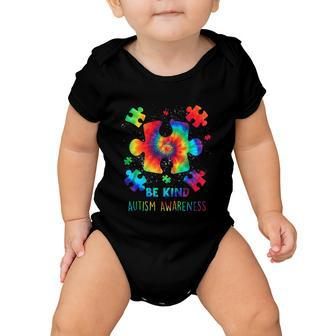 Be Kind Puzzle Pieces Tie Dye Cute Autism Awareness Baby Onesie - Monsterry UK