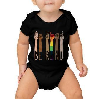 Be Kind Sign Language Rainbow Pride Month Lgbt Baby Onesie - Monsterry