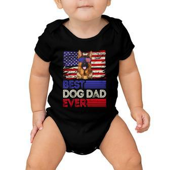 Best German Shepherd Dad Ever American Flag Patriotic Gift Baby Onesie - Monsterry