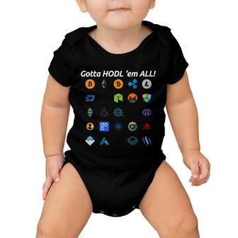 Bitcoin Litecoin Gotta Hodl Em All Cryptocurrency Logos Tshirt Baby Onesie - Monsterry DE