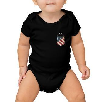 Black Cat In The Pocket Ready For A Hugging 4Th Of July Baby Onesie - Monsterry