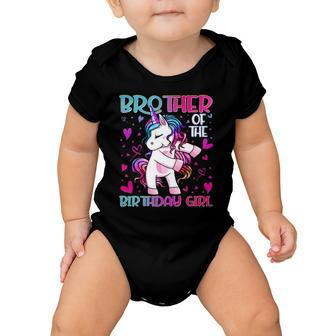 Brother Of The Birthday Girl Flossing Unicorn Brother Gifts Baby Onesie | Mazezy