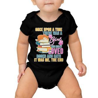 Cat And Books Girl Baby Onesie - Monsterry