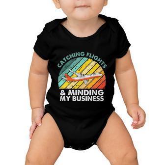 Catching Flights & Minding My Business Vintage V2 Baby Onesie - Monsterry