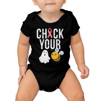 Check Your Boo Bees Breast Cancer Halloween Baby Onesie - Monsterry
