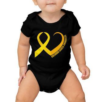 Childhood Cancer Awareness Yellow Ribbon Heart Baby Onesie - Monsterry