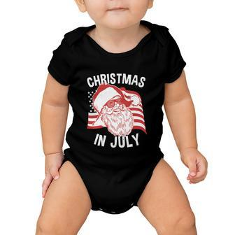 Christmas In July Retro Hipster Funny Santa 4Th Of July Baby Onesie - Monsterry
