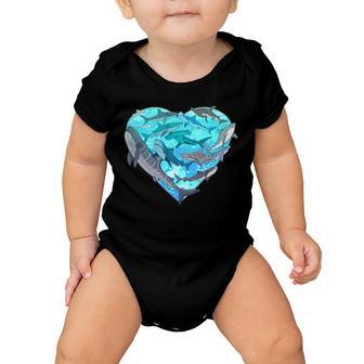 Cool Shark Love Heart Baby Onesie - Monsterry