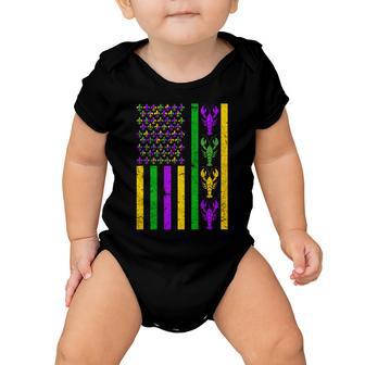 Crawfish Fleur-De-Lis Flag Mardi Gras Tshirt Baby Onesie - Monsterry UK