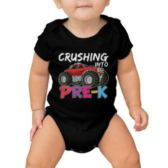 Crushing Into Prek Monster Truck Back To School Baby Onesie - Monsterry