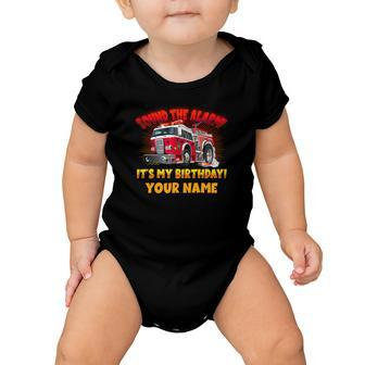 Custom Name Funny Sound The Alarm Its My Birthday Firetruck Graphic Design Printed Casual Daily Basic Baby Onesie
