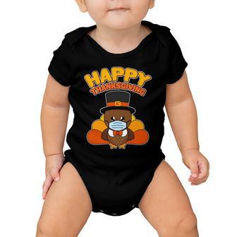 Cute Happy Thanksgiving Quarantine Turkey Mask Tshirt Baby Onesie - Monsterry UK