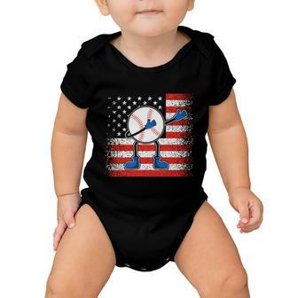 Dabbing Baseball Player 4Th July Usa Flag Plus Size Shirt For Men Women Baby Onesie - Monsterry