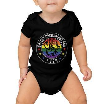 Dachshund Dad Lgbtgreat Giftq Gay Pride Flag Doxie Dog Lover Ally Great Gift Baby Onesie - Monsterry CA