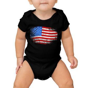 Distressed Usa Waving Flag Baby Onesie - Monsterry