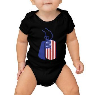 Dog Tag American Flag 4Th Of July Independence Day Patriotic Baby Onesie - Monsterry