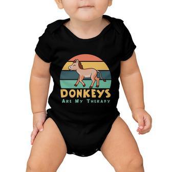 Donkeys As Therapy Funny Mule Farm Animal Gift Baby Onesie - Monsterry UK