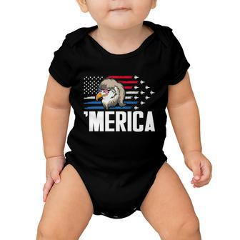 Eagle Mullet 4Th Of July Gift Usa American Flag Merica Cool Gift Baby Onesie - Monsterry