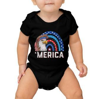 Eagle Mullet 4Th Of July Rainbow Usa American Flag Merica Gift Baby Onesie - Monsterry