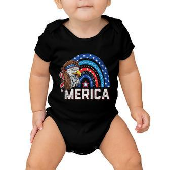Eagle Mullet 4Th Of July Rainbow Usa American Flag Merica Gift V2 Baby Onesie - Monsterry UK