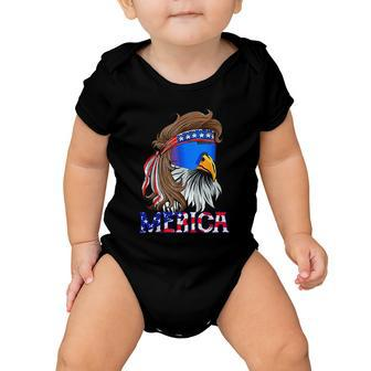 Eagle Mullet 4Th Of July Usa American Flag Merica Gift Baby Onesie - Monsterry
