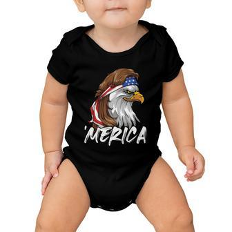 Eagle Mullet Merica 4Th Of July Usa American Flag Patriotic Great Gift Baby Onesie - Monsterry