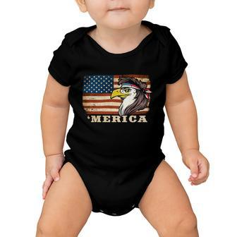 Eagle Mullet Usa American Flag Merica 4Th Of July Great Gift Baby Onesie - Monsterry DE