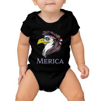 Eagle With A Mullet Merica 4Th Of July Usa American Flag Gift Baby Onesie - Monsterry AU