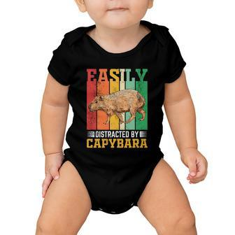 Easily Distracted By Capybara Animal Lover Rodent Gift Baby Onesie - Monsterry