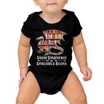 Easily Distracted By Dragons And Books V2 Baby Onesie - Monsterry AU